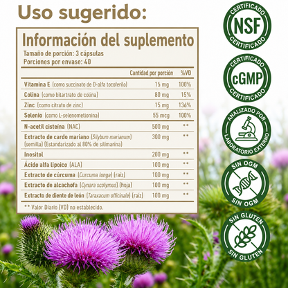 Formula Hepática 11 en 1 — Cardo Mariano 80% + NAC
